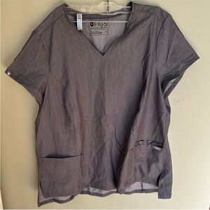 FIGS Women’s Scrub Top Size XL Graphite Gray Tech Collection Gaya Camo 2 pocket